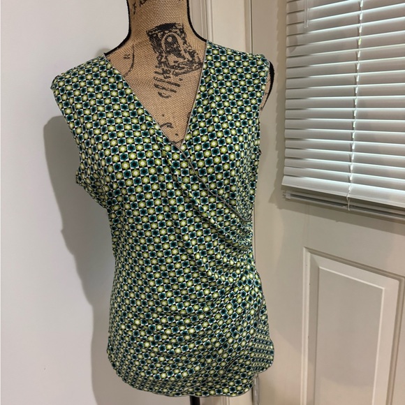 Max Studio Tops - Max Studio Geometric Print green and teal Sleeveless Top size L